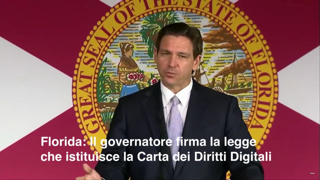 Florida: Ron DeSantis - Il governatore firma la legge che istituisce la Carta dei Diritti Digitali