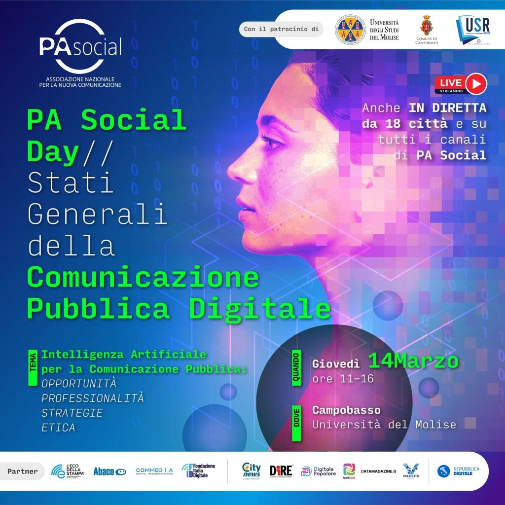 PA Social Day - Stati generali della comunicazione pubblica digitale, il 14 marzo l’evento a Campobasso e in diretta con 31 città italiane