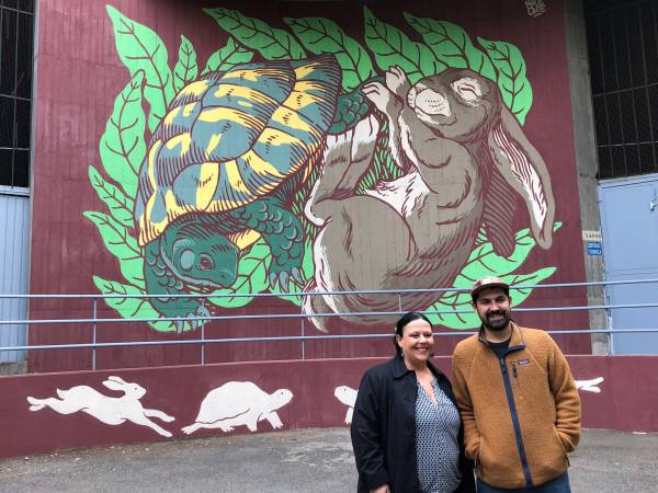 LUCAMALEONTE, PER ANOTHER WORLD CREA LA LEPRE E LA TARTARUGA A VIA DINA GALLI